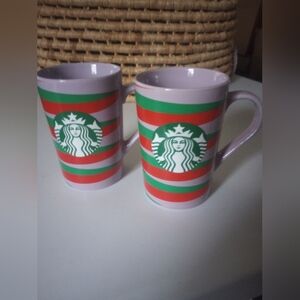 Starbucks Striped Christmas Mug Set